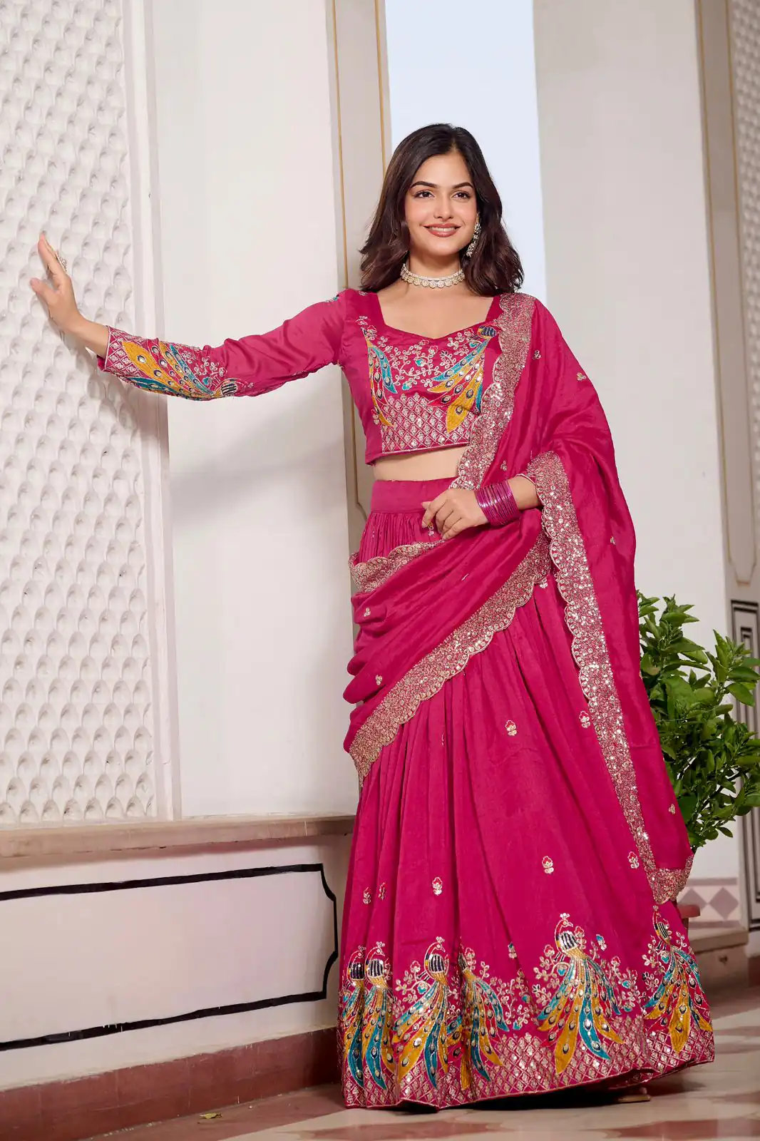 Ram 113 Pink Color Vichitra Lehenga Choli with Embroidery Work. Exclusive Offer ₹3099. Delivery 4-6 Working Days. Shop now. | Bollywood Lehenga, Creative Lehenga, Designer Lehenga, Embroidered Lehenga, Lehenga, Party Wear Lehenga