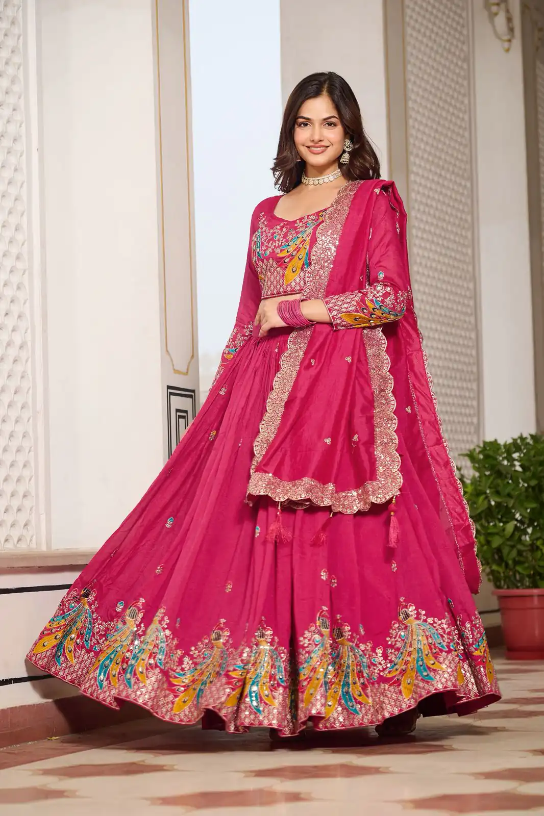 Ram 113 Pink Color Vichitra Lehenga Choli with Embroidery Work. Exclusive Offer ₹3099. Delivery 4-6 Working Days. Shop now. | Bollywood Lehenga, Creative Lehenga, Designer Lehenga, Embroidered Lehenga, Lehenga, Party Wear Lehenga