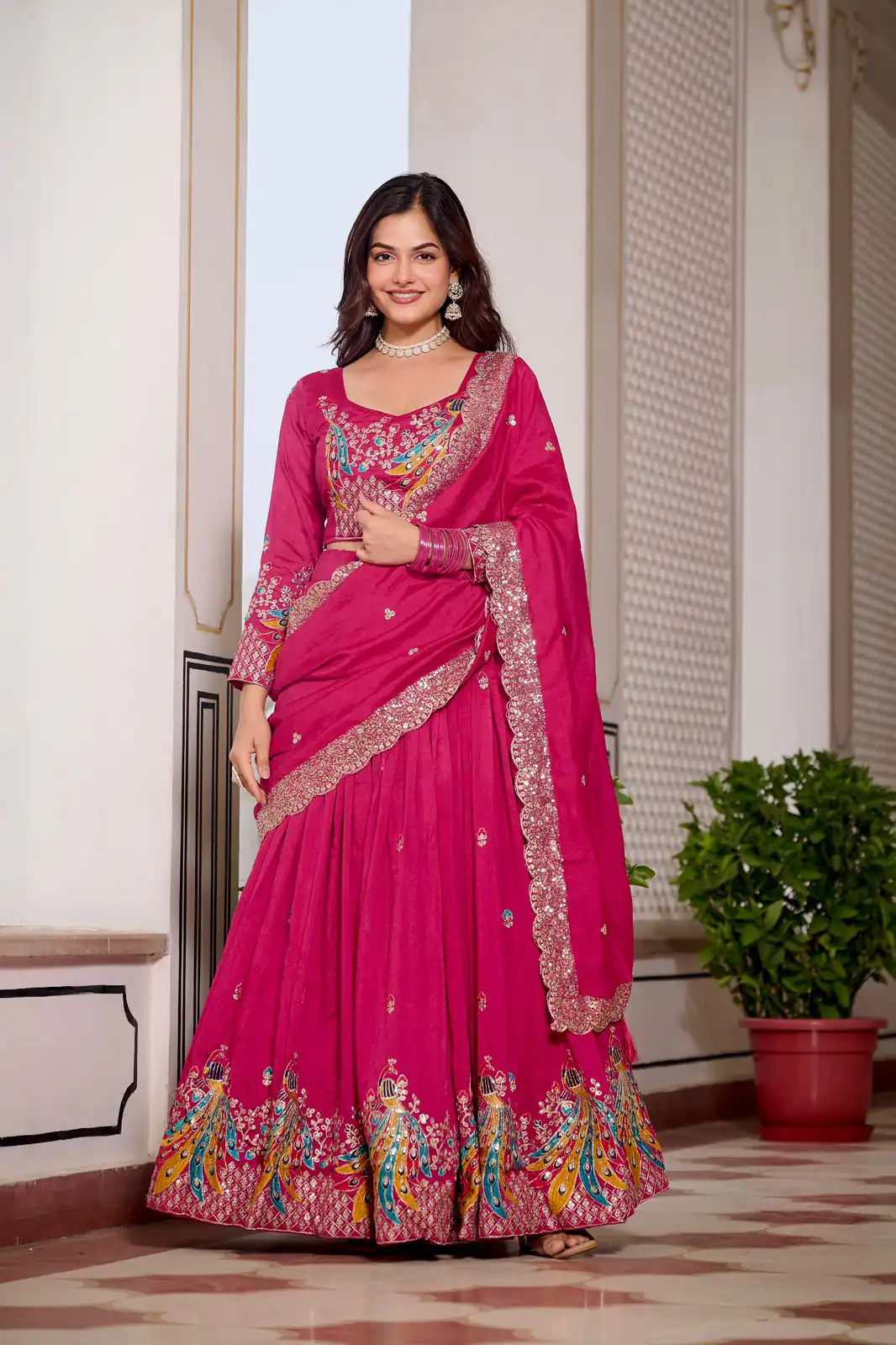 Ram 113 Pink Color Vichitra Lehenga Choli with Embroidery Work. Exclusive Offer ₹3099. Delivery 4-6 Working Days. Shop now. | Bollywood Lehenga, Creative Lehenga, Designer Lehenga, Embroidered Lehenga, Lehenga, Party Wear Lehenga