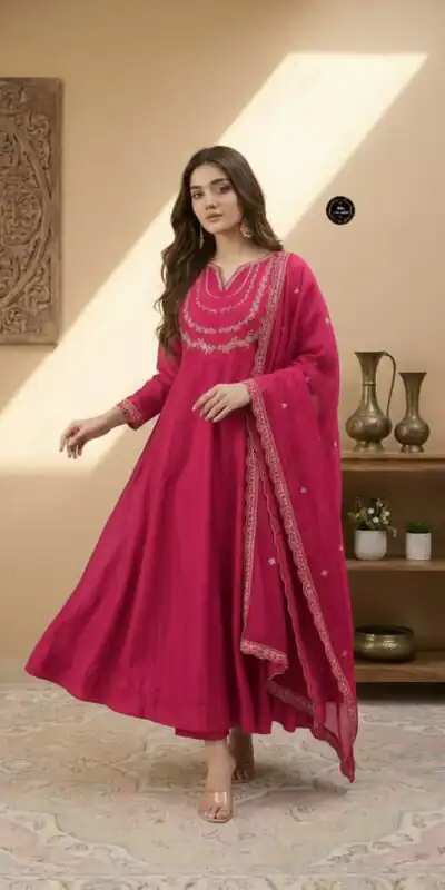 MF 912 Pink Color Vichitra Silk Gown with Sequence Work Designer Work. Get it for ₹1799. Delivery 4-6 Working Days. Shop now. | Bollywood Gowns, Creative Gowns, Designer Gowns, Embroidered Gowns, Gowns, Party Wear Gowns