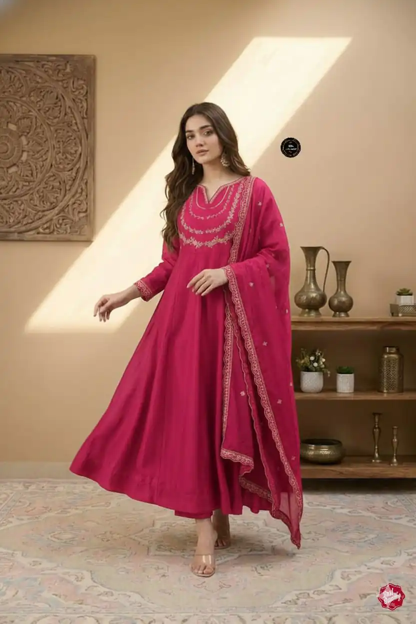 MF 912 Pink Color Vichitra Silk Gown with Sequence Work Designer Work. Get it for ₹1799. Delivery 4-6 Working Days. Shop now. | Bollywood Gowns, Creative Gowns, Designer Gowns, Embroidered Gowns, Gowns, Party Wear Gowns