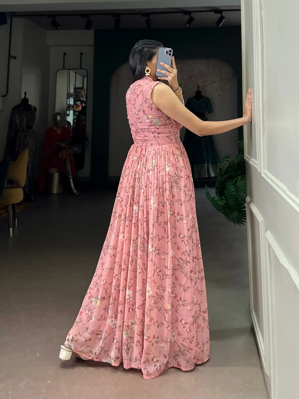 YNF 5200 Pink Color Weightless Marbal Gown with Designer Work. Available at ₹1649 only. Delivery 4-6 Working Days. Shop now. | Bollywood Gowns, Creative Gowns, Designer Gowns, Embroidered Gowns, Gowns, Party Wear Gowns