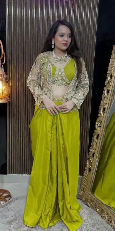 BD 1802 Pista Butterfly Net Dhoti Suit with Sequins Work & Embroidery Work. Get it for ₹2449. Delivery 4-6 Working Days. Shop now. | Casual Suits, Jump Suits, Tops & Bottoms, Track Suits, Creative suits, Designer Suits, Palazzo Suits, Party Wear Suits, Patiala Suits, Salwar suit, Straight Suits