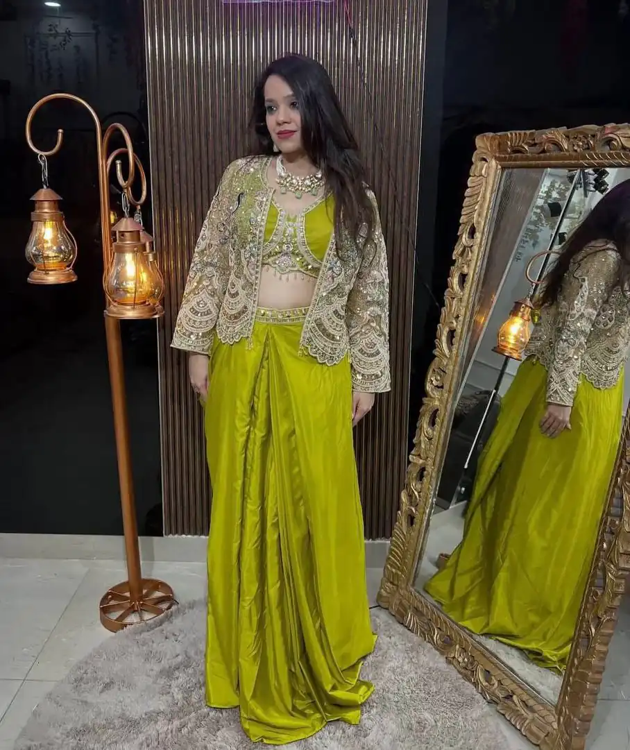BD 1802 Pista Butterfly Net Dhoti Suit with Sequins Work & Embroidery Work. Get it for ₹2449. Delivery 4-6 Working Days. Shop now. | Casual Suits, Jump Suits, Tops & Bottoms, Track Suits, Creative suits, Designer Suits, Palazzo Suits, Party Wear Suits, Patiala Suits, Salwar suit, Straight Suits