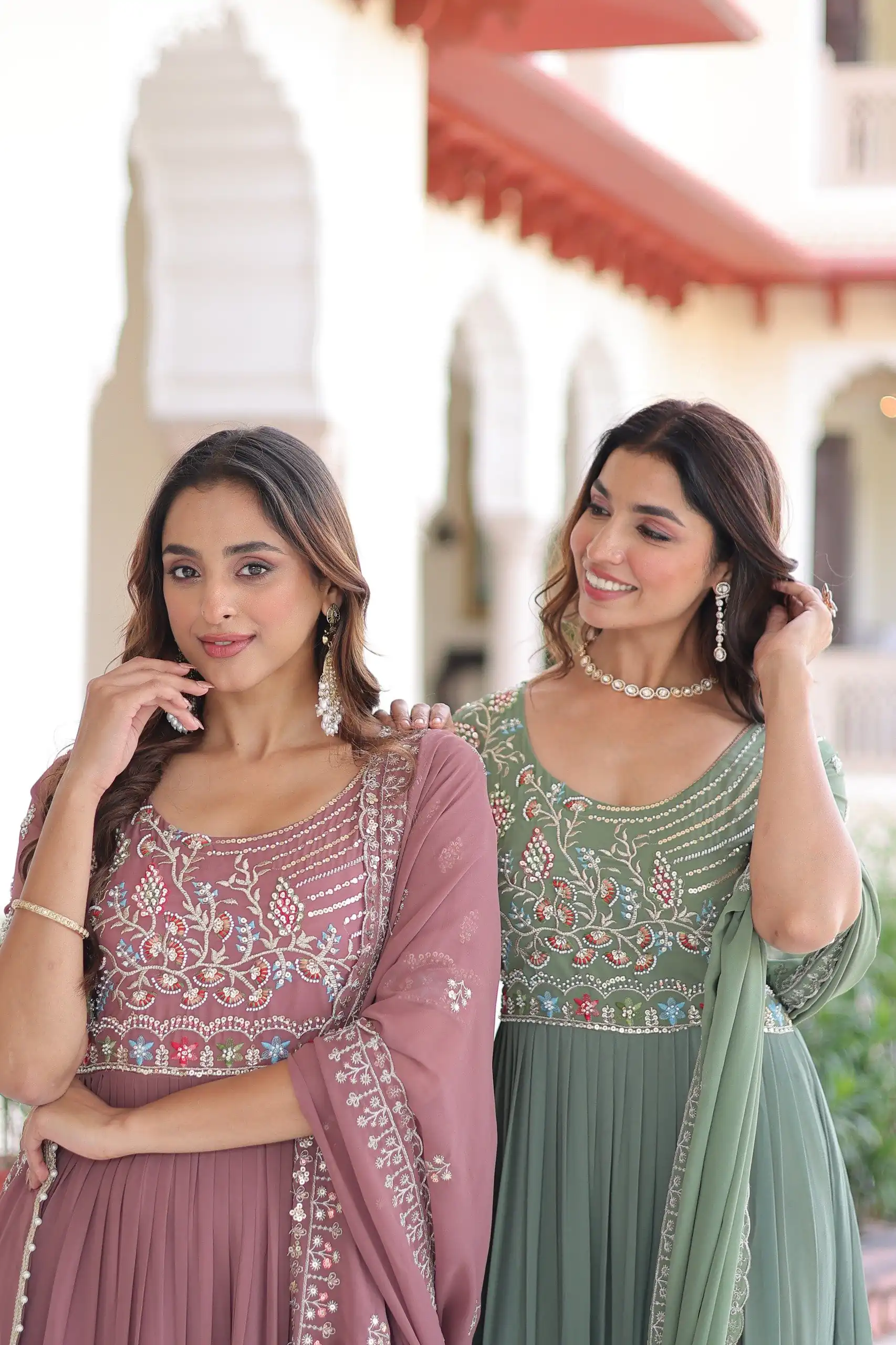 KA 1213 Pista Faux Blooming Gown with Embroidery Work & Sequins Work. Best Price ₹2449. Delivery 4-6 Working Days. Shop now. | Bollywood Gowns, Creative Gowns, Designer Gowns, Embroidered Gowns, Gowns, Party Wear Gowns