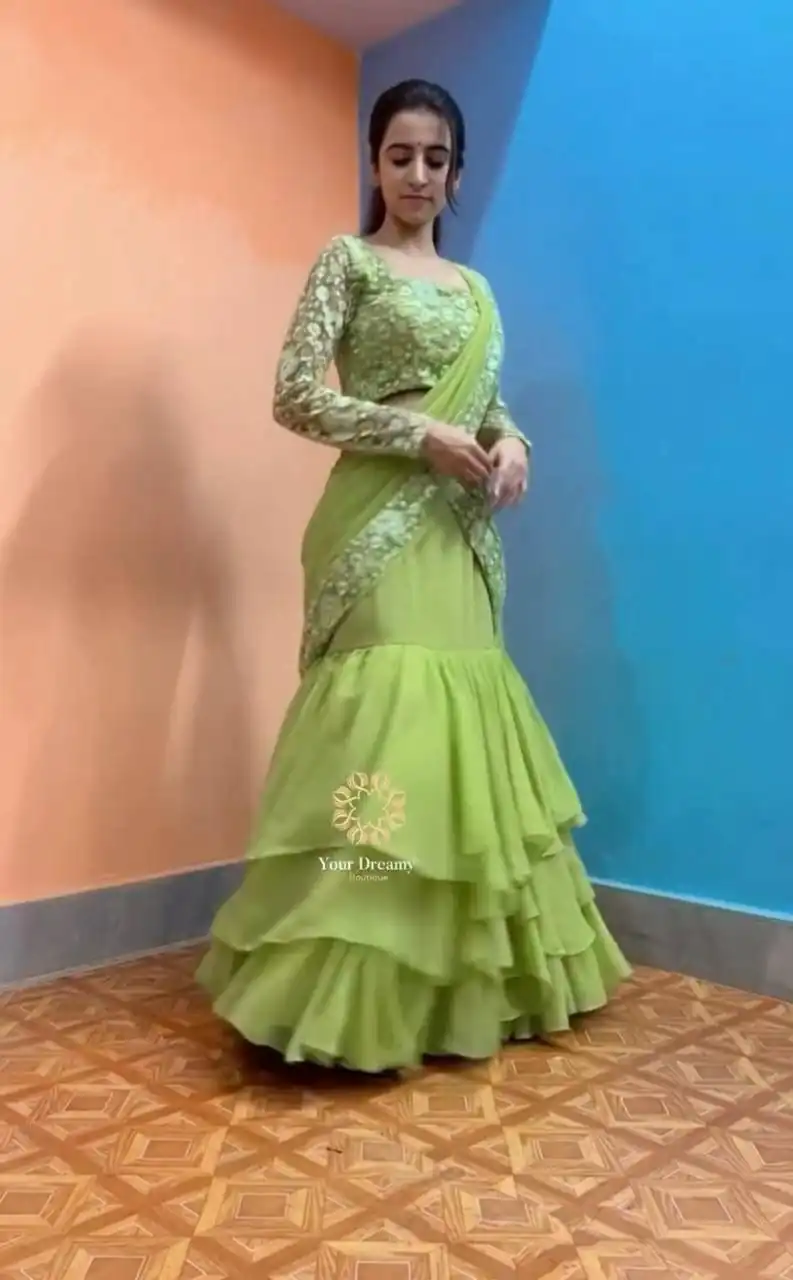 KF 1663 Pista Faux Georgette Lehenga Choli with Embroidery Work & Sequins Work. Grab it for ₹2099. Delivery 4-6 Working Days. Shop now. | Bollywood Lehenga, Creative Lehenga, Designer Lehenga, Embroidered Lehenga, Lehenga, Party Wear Lehenga