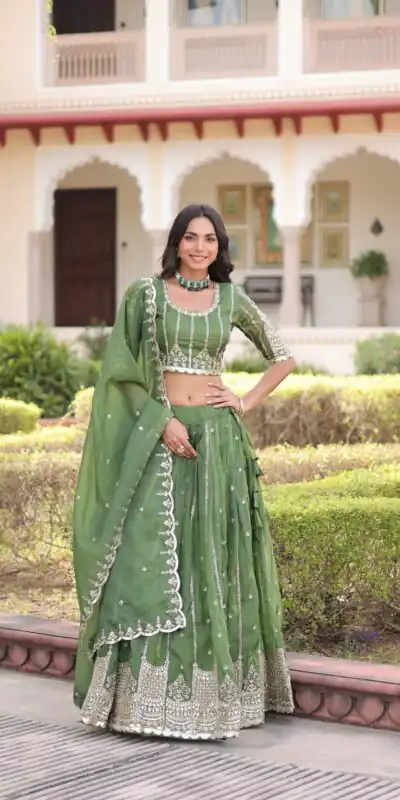 KA 5056 Pista Gold Crush Lehenga Choli with Embroidery Work & Zari Work. Best Price ₹2599. Delivery 4-6 Working Days. Shop now. | Bollywood Lehenga, Creative Lehenga, Designer Lehenga, Embroidered Lehenga, Lehenga, Party Wear Lehenga