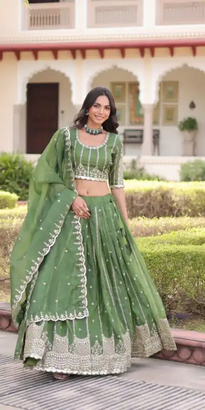 KA 5056 Pista Gold Crush Lehenga Choli with Embroidery Work & Zari Work. Best Price ₹2599. Delivery 4-6 Working Days. Shop now. | Bollywood Lehenga, Creative Lehenga, Designer Lehenga, Embroidered Lehenga, Lehenga, Party Wear Lehenga