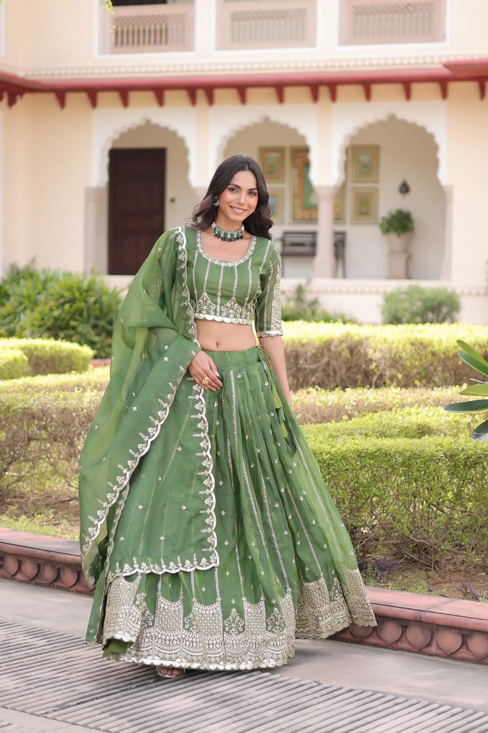KA 5056 Pista Gold Crush Lehenga Choli with Embroidery Work & Zari Work. Best Price ₹2599. Delivery 4-6 Working Days. Shop now. | Bollywood Lehenga, Creative Lehenga, Designer Lehenga, Embroidered Lehenga, Lehenga, Party Wear Lehenga