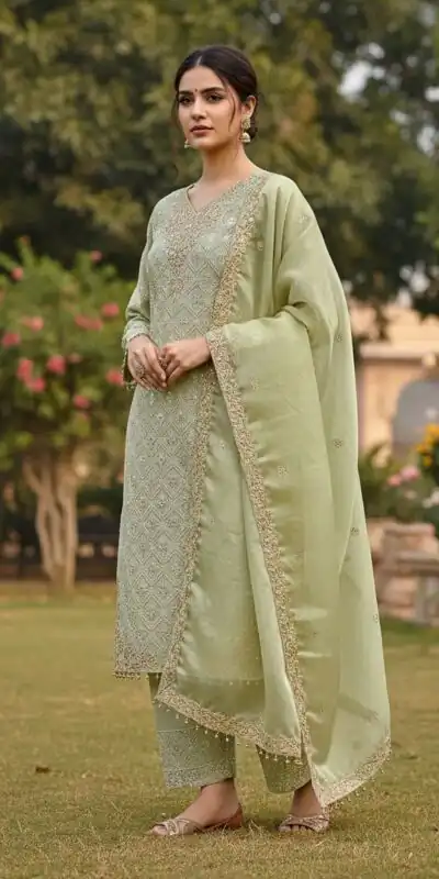 ZSR 3158 Pista in Organza Silk Lace Work & Embroidery Work Salwar Suit . Get it for ₹2399. Delivery 4-6 Working Days. Shop now. | Casual Suits, Jump Suits, Tops & Bottoms, Track Suits, Trendy Wear, Creative suits, Designer Suits, Palazzo Suits, Party Wear Suits, Patiala Suits, Salwar suit, Straight Suits