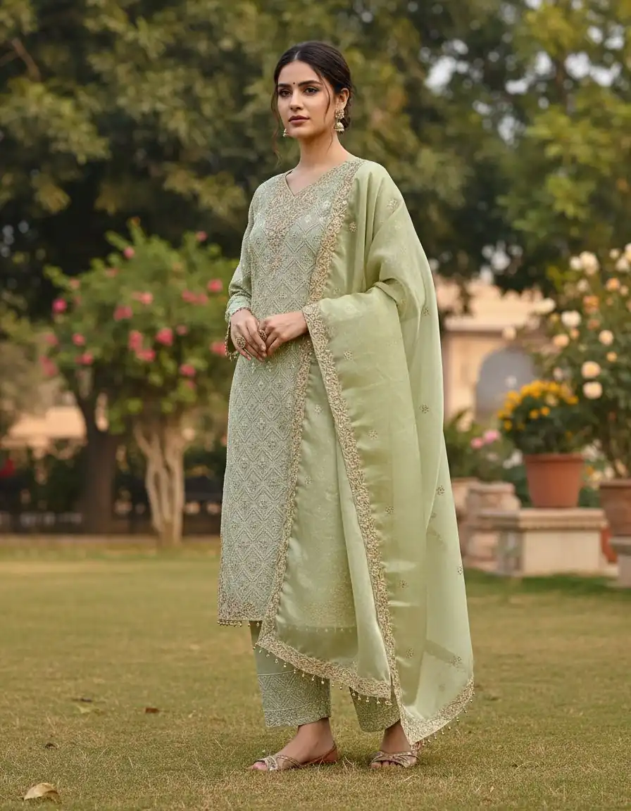 ZSR 3158 Pista in Organza Silk Lace Work & Embroidery Work Salwar Suit . Get it for ₹2399. Delivery 4-6 Working Days. Shop now. | Casual Suits, Jump Suits, Tops & Bottoms, Track Suits, Trendy Wear, Creative suits, Designer Suits, Palazzo Suits, Party Wear Suits, Patiala Suits, Salwar suit, Straight Suits