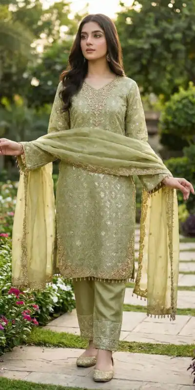 ZSR 3158 Pista in Organza Silk Lace Work & Embroidery Work Salwar Suit . Get it for ₹2399. Delivery 4-6 Working Days. Shop now. | Casual Suits, Jump Suits, Tops & Bottoms, Track Suits, Trendy Wear, Creative suits, Designer Suits, Palazzo Suits, Party Wear Suits, Patiala Suits, Salwar suit, Straight Suits