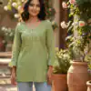 INLI Charmi vol 2 Pista in Rayon Chikan Work Designer Work Kurti . Affordable Price ₹1349. Delivery 4-6 Working Days. Shop now. | Bollywood Kurti, Creative Kurtis, Designer Kurti, Kurti, Party Wear Kurti, Selfie Kurti