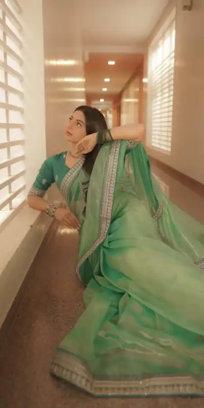 JR 657 Pista with Sequins Work & Embroidery Work Twill Net Saree . Exclusive Offer ₹1599. Delivery 4-6 Working Days. Shop now. | Creative Sarees, Embroidered Sarees, Bollywood Sarees, Designer Sarees, Ethnic Saree, Modern Digital sarees, Party Wear Sarees, Sarees