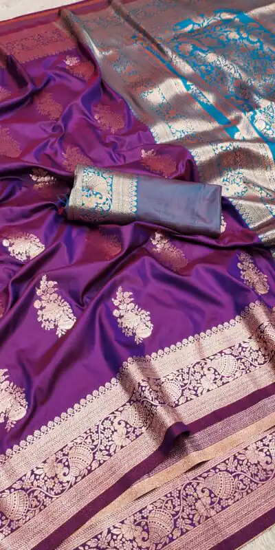 MB 1027 Purple in Banarasi Silk Zari Work & Lace Work Saree . Available at ₹1999 only. Delivery 4-6 Working Days. Shop now. | Creative Sarees, Embroidered Sarees, Bollywood Sarees, Designer Sarees, Ethnic Saree, Modern Digital sarees, Party Wear Sarees, Sarees