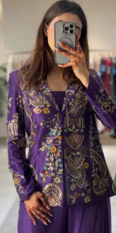 BE 436 Purple Chinon Salwar Suit with Embroidery Work. Wedding, Party, Festive, Now at just ₹2399. Delivery 4-6 Working Days. Shop now. | Casual Suits, Jump Suits, Tops & Bottoms, Track Suits, Trendy Wear, Creative suits, Designer Suits, Palazzo Suits, Party Wear Suits, Patiala Suits, Salwar suit, Straight Suits