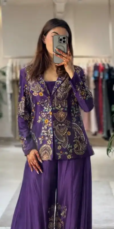 BE 436 Purple Chinon Salwar Suit with Embroidery Work. Wedding, Party, Festive, Now at just ₹2399. Delivery 4-6 Working Days. Shop now. | Casual Suits, Jump Suits, Tops & Bottoms, Track Suits, Trendy Wear, Creative suits, Designer Suits, Palazzo Suits, Party Wear Suits, Patiala Suits, Salwar suit, Straight Suits