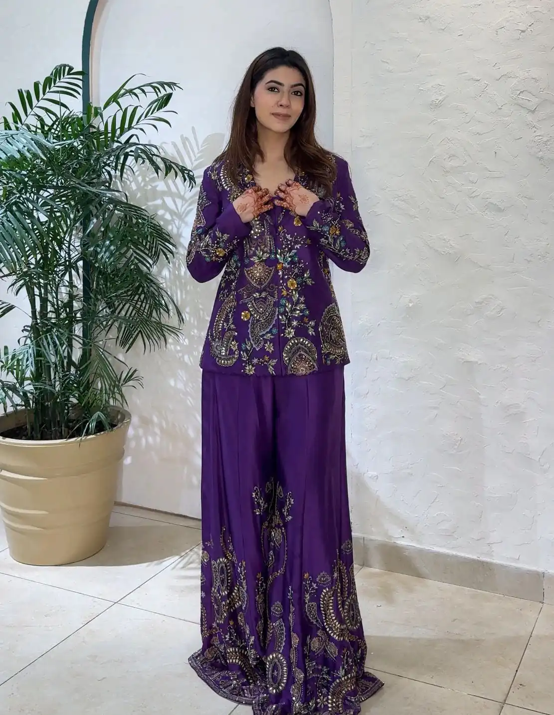 BE 436 Purple Chinon Salwar Suit with Embroidery Work. Wedding, Party, Festive, Now at just ₹2399. Delivery 4-6 Working Days. Shop now. | Casual Suits, Jump Suits, Tops & Bottoms, Track Suits, Trendy Wear, Creative suits, Designer Suits, Palazzo Suits, Party Wear Suits, Patiala Suits, Salwar suit, Straight Suits