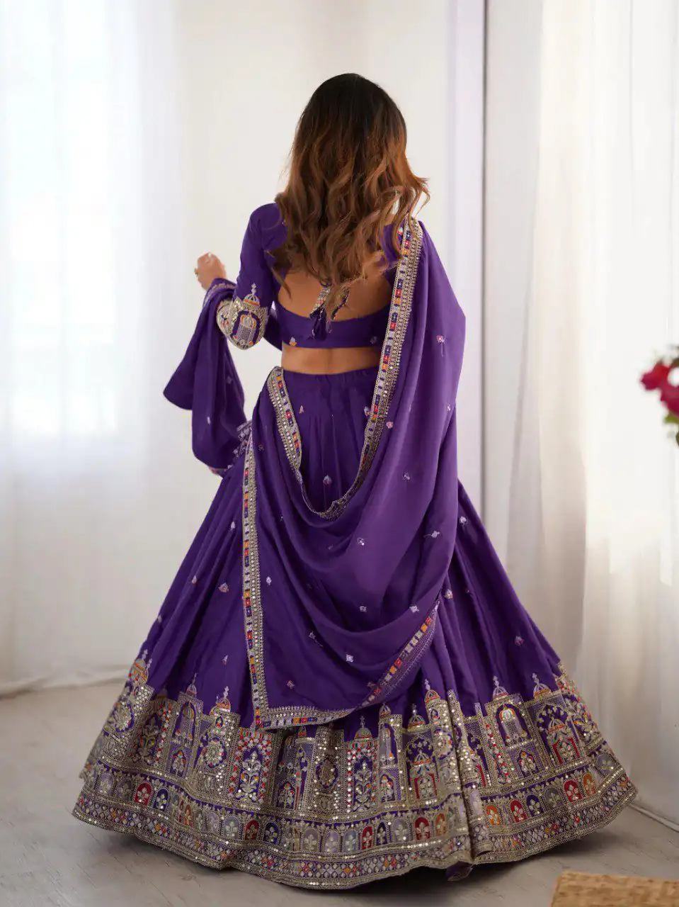MF TAJ 1003 Purple in Color Chinon Silk Embroidery Work Lehenga Choli . Get it for ₹1949. Delivery 4-6 Working Days. Shop now. | Bollywood Lehenga, Creative Lehenga, Designer Lehenga, Embroidered Lehenga, Lehenga, Party Wear Lehenga