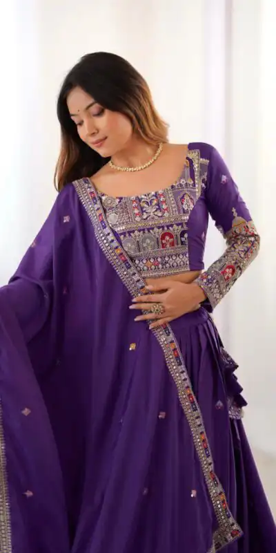 MF TAJ 1003 Purple in Color Chinon Silk Embroidery Work Lehenga Choli . Get it for ₹1949. Delivery 4-6 Working Days. Shop now. | Bollywood Lehenga, Creative Lehenga, Designer Lehenga, Embroidered Lehenga, Lehenga, Party Wear Lehenga