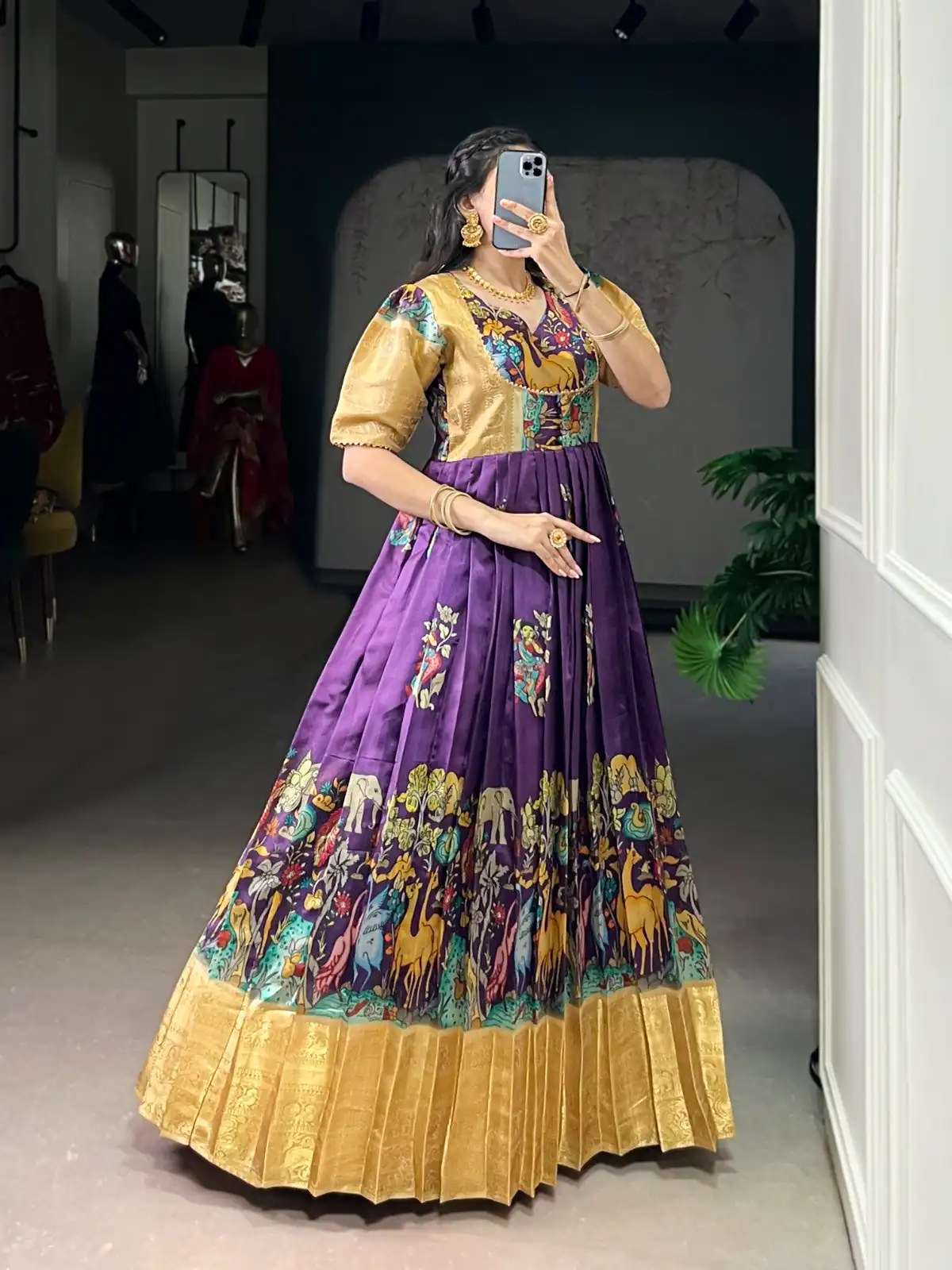 YNF 5009 Purple Dola Silk Weaving Work Gown with Designer Work. Introductory Price ₹1749. Delivery 4-6 Working Days. Shop now. | Bollywood Gowns, Creative Gowns, Designer Gowns, Embroidered Gowns, Gowns, Party Wear Gowns