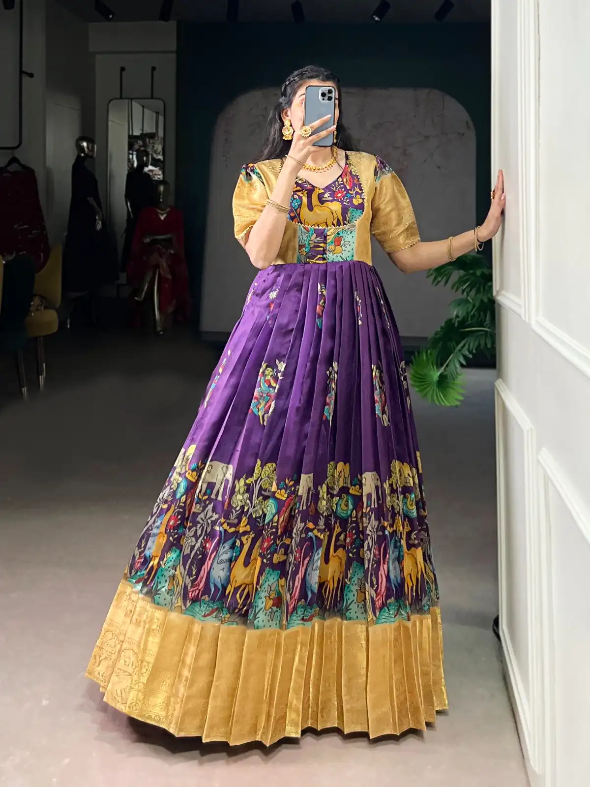 YNF 5009 Purple Dola Silk Weaving Work Gown with Designer Work. Introductory Price ₹1749. Delivery 4-6 Working Days. Shop now. | Bollywood Gowns, Creative Gowns, Designer Gowns, Embroidered Gowns, Gowns, Party Wear Gowns