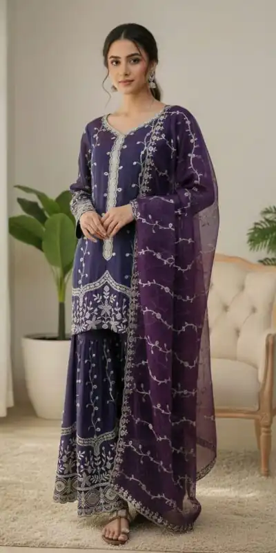 SSR 533 Purple Color Fendy Silk Salwar Suit with Embroidery Work. Affordable Price ₹2149. Delivery 4-6 Working Days. Shop now. | Casual Suits, Jump Suits, Creative suits, Designer Suits, Palazzo Suits, Party Wear Suits, Patiala Suits, Salwar suit, Straight Suits