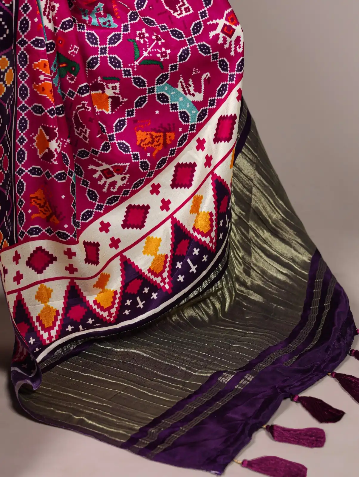 YNF 7801 Purple Gaji Silk Saree with Patola Print. Wedding, Party, Festive, Events, Best Price ₹2999. Delivery 4-6 Working Days. Shop now. | Creative Sarees, Embroidered Sarees, Bollywood Sarees, Designer Sarees, Ethnic Saree, Modern Digital sarees, Party Wear Sarees, Sarees