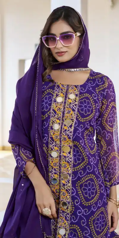 Ram 148 Purple in Georgette Badhani print Embroidery Work & Mirror Work Salwar Suit . Exclusive Offer ₹2149. Delivery 4-6 Working Days. Shop now. | Casual Suits, Jump Suits, Tops & Bottoms, Track Suits, Trendy Wear, Creative suits, Designer Suits, Palazzo Suits, Party Wear Suits, Patiala Suits, Salwar suit, Straight Suits