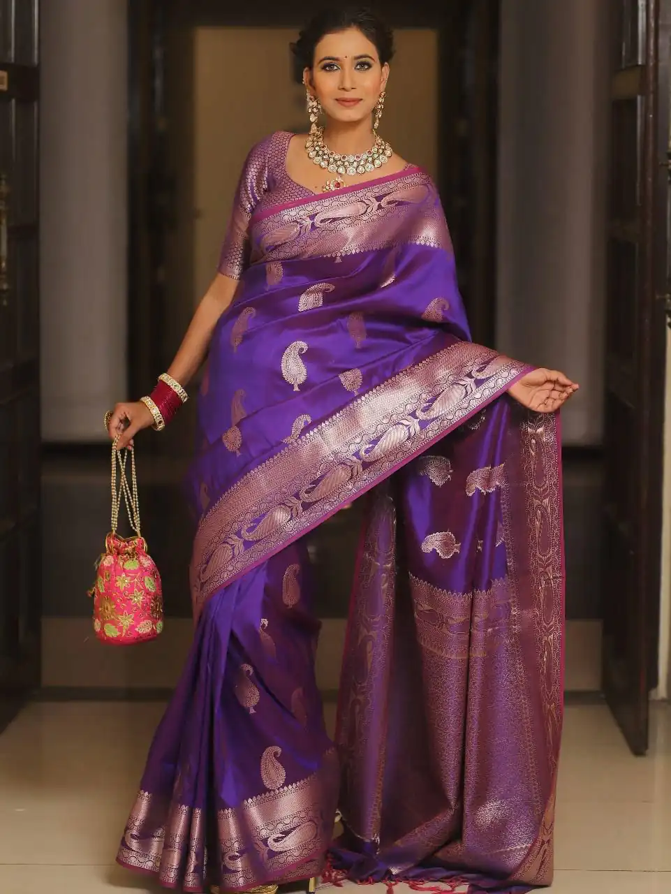 KPR 276 Purple in Soft Lichi Silk Lace Border & Lace Work Saree . Available at ₹1499 only. Delivery 4-6 Working Days. Shop now. | Creative Sarees, Embroidered Sarees, Bollywood Sarees, Designer Sarees, Ethnic Saree, Modern Digital sarees, Party Wear Sarees, Sarees