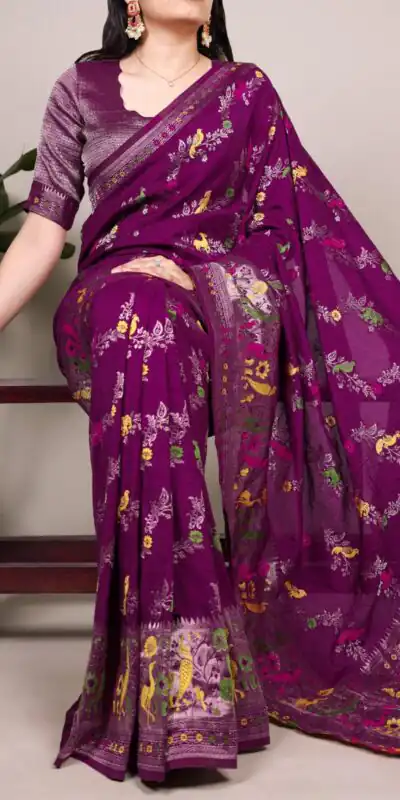 YNF 7907 Purple Nylon Weaving Work Saree Perfect for Wedding, Party, Baby Shower, Holi, Ethnic Day – . Available at ₹2149 only. Delivery 4-6 Working Da | Creative Sarees, Embroidered Sarees, Bollywood Sarees, Designer Sarees, Ethnic Saree, Modern Digital sarees, Party Wear Sarees, Sarees