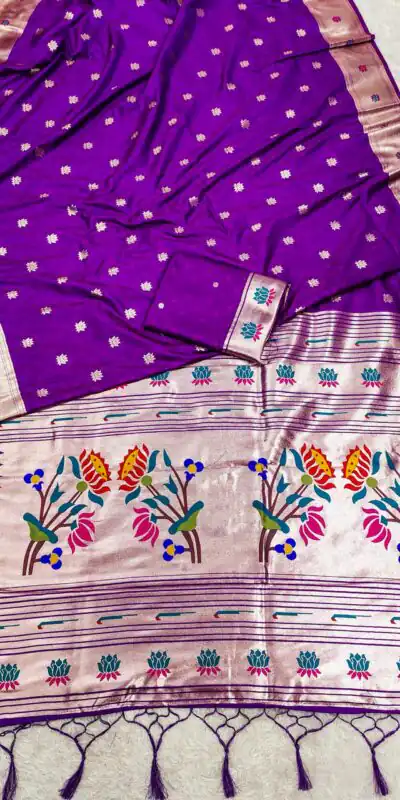 MB 2 Purple Paithani Silk Saree with Lace Work & Zari Work. Introductory Price ₹2049. Delivery 4-6 Working Days. Shop now. | Creative Sarees, Embroidered Sarees, Bollywood Sarees, Designer Sarees, Ethnic Saree, Modern Digital sarees, Party Wear Sarees, Sarees