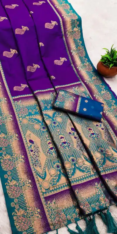 MB 1013 Purple Color Paithani silk Saree with Zari Work & Lace Work. Festive Deal ₹2399. Delivery 4-6 Working Days. Shop now. | Creative Sarees, Embroidered Sarees, Bollywood Sarees, Designer Sarees, Ethnic Saree, Modern Digital sarees, Party Wear Sarees, Sarees