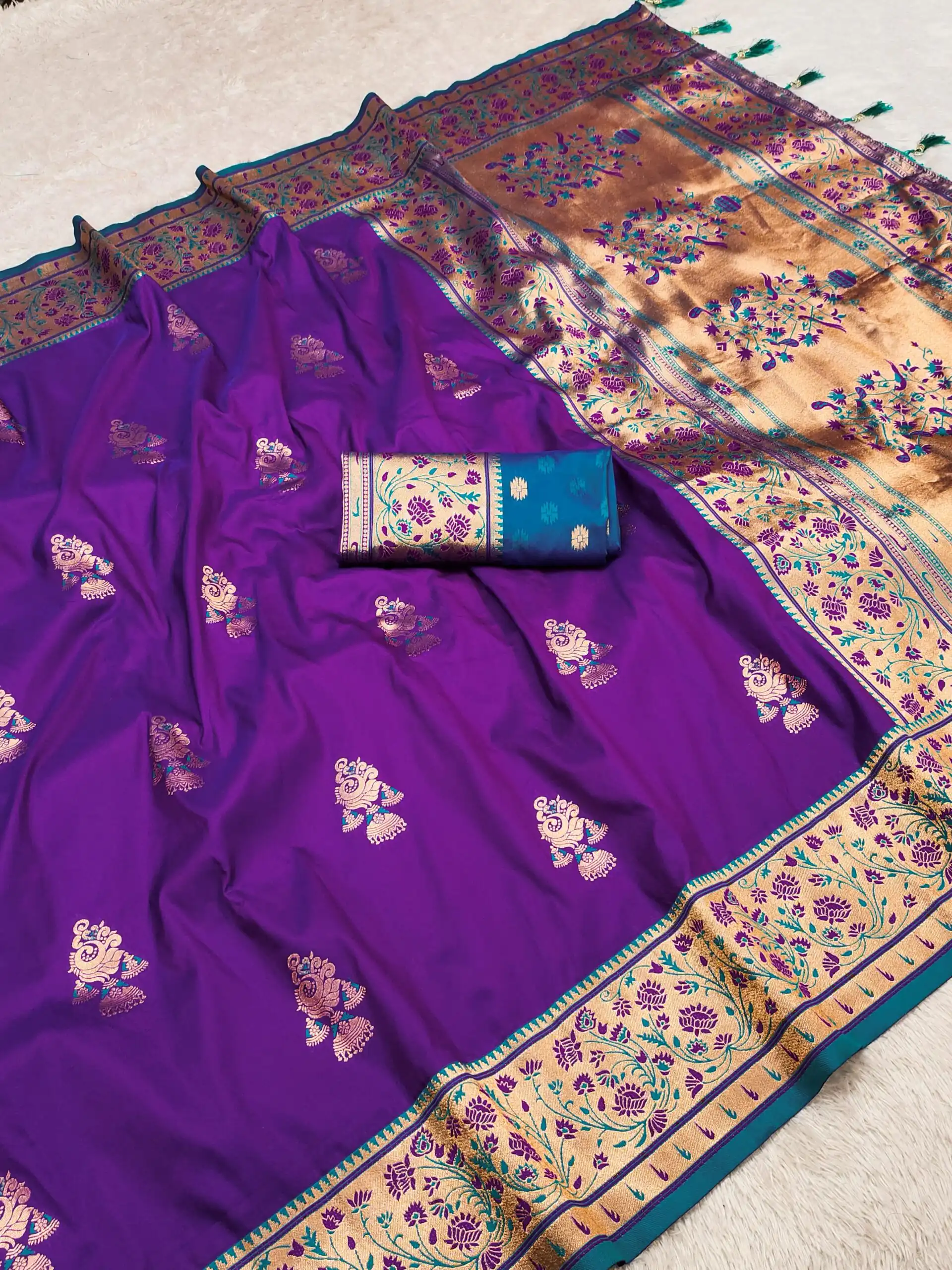 MB 28 Purple Pethani Silk Saree with Zari Work & Lace Work. Wedding, Party, Festive, Events Grab it for ₹2099. Delivery 4-6 Working Days. Shop now. | Creative Sarees, Embroidered Sarees, Bollywood Sarees, Designer Sarees, Ethnic Saree, Modern Digital sarees, Party Wear Sarees, Sarees