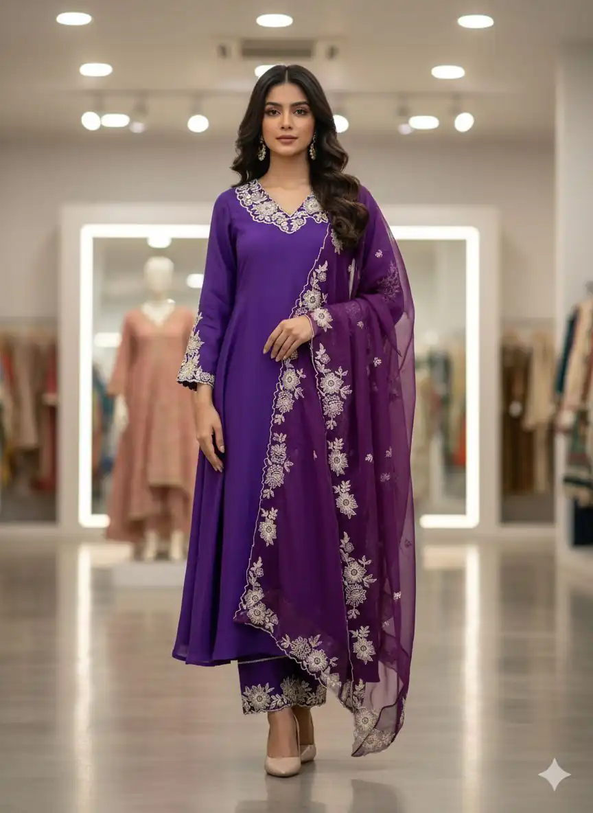 LG 2053 Purple Roman Silk Salwar Suit Perfect for Wedding, Party, Eid, Holi, Cultural Events – . Exclusive Offer ₹2099. Delivery 4-6 Working Days. | Casual Suits, Jump Suits, Tops & Bottoms, Track Suits, Trendy Wear, Creative suits, Designer Suits, Palazzo Suits, Party Wear Suits, Patiala Suits, Salwar suit, Straight Suits