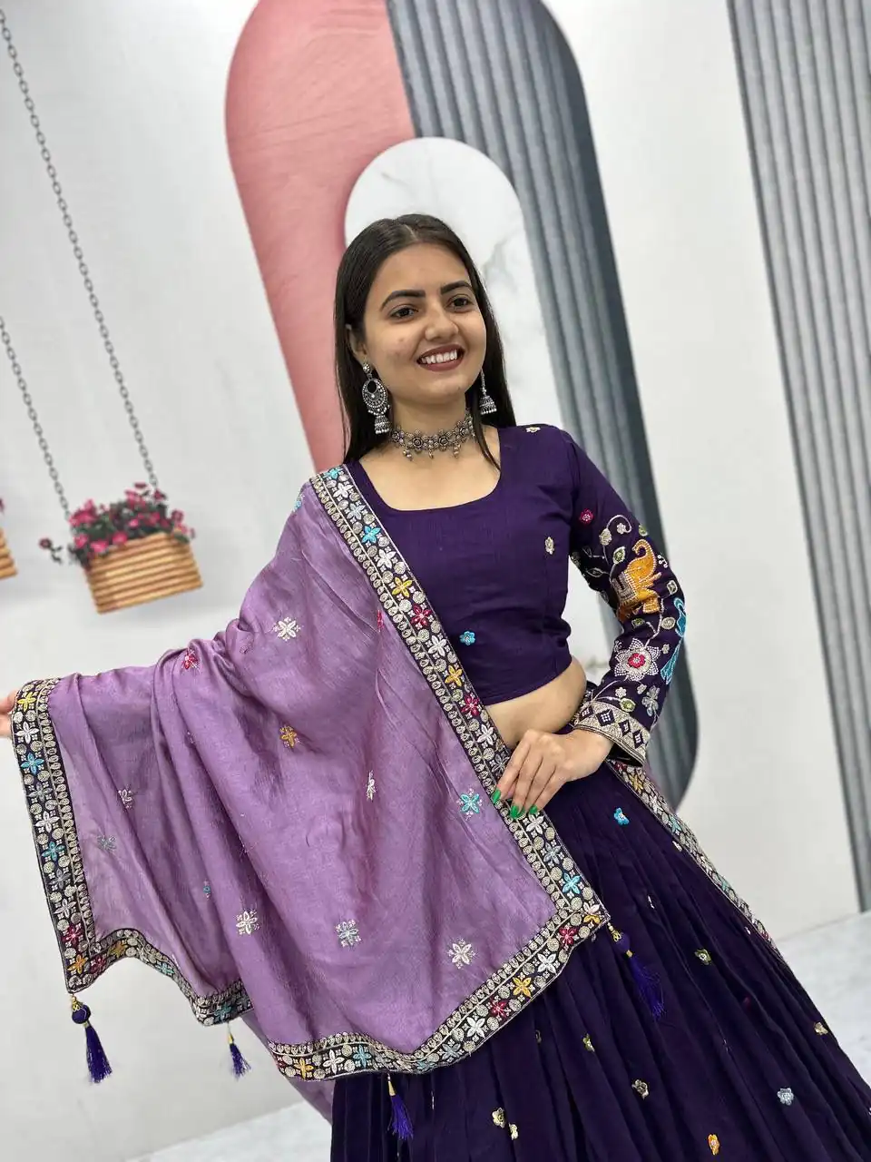 PC 545 Purple Vichitra Silk Lehenga Choli with Lace Border & Lace Work. Special Price ₹3249. Delivery 4-6 Working Days. Shop now. | Bollywood Lehenga, Creative Lehenga, Designer Lehenga, Embroidered Lehenga, Lehenga, Party Wear Lehenga