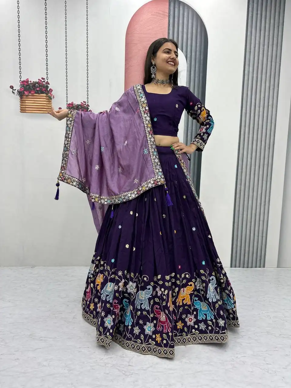 PC 545 Purple Vichitra Silk Lehenga Choli with Lace Border & Lace Work. Special Price ₹3249. Delivery 4-6 Working Days. Shop now. | Bollywood Lehenga, Creative Lehenga, Designer Lehenga, Embroidered Lehenga, Lehenga, Party Wear Lehenga