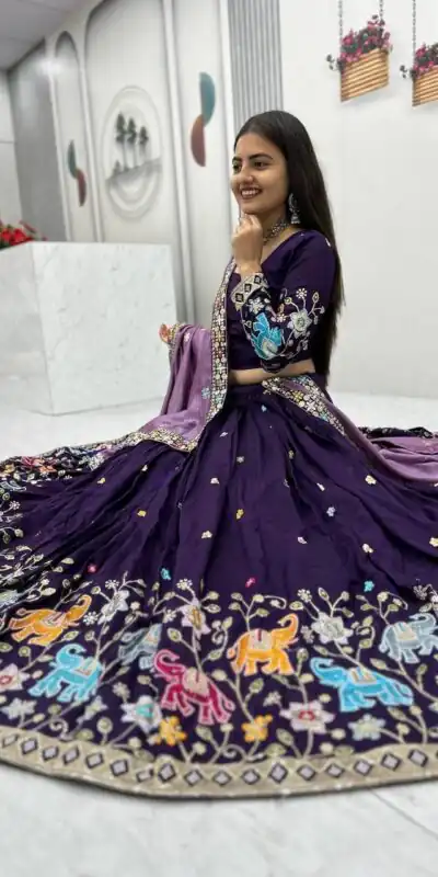 PC 545 Purple Vichitra Silk Lehenga Choli with Lace Border & Lace Work. Special Price ₹3249. Delivery 4-6 Working Days. Shop now. | Bollywood Lehenga, Creative Lehenga, Designer Lehenga, Embroidered Lehenga, Lehenga, Party Wear Lehenga