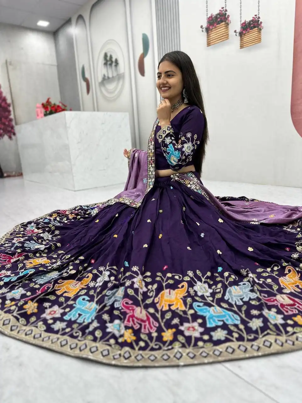PC 545 Purple Vichitra Silk Lehenga Choli with Lace Border & Lace Work. Special Price ₹3249. Delivery 4-6 Working Days. Shop now. | Bollywood Lehenga, Creative Lehenga, Designer Lehenga, Embroidered Lehenga, Lehenga, Party Wear Lehenga