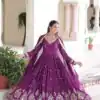 KA 1214 Purple Vichitra Silk Gown Perfect for Wedding, Party, Lohri, Onam, Festival Celebrations – . Grab it for ₹2449. Delivery 4-6 Working Days. | Bollywood Gowns, Creative Gowns, Designer Gowns, Embroidered Gowns, Gowns, Party Wear Gowns