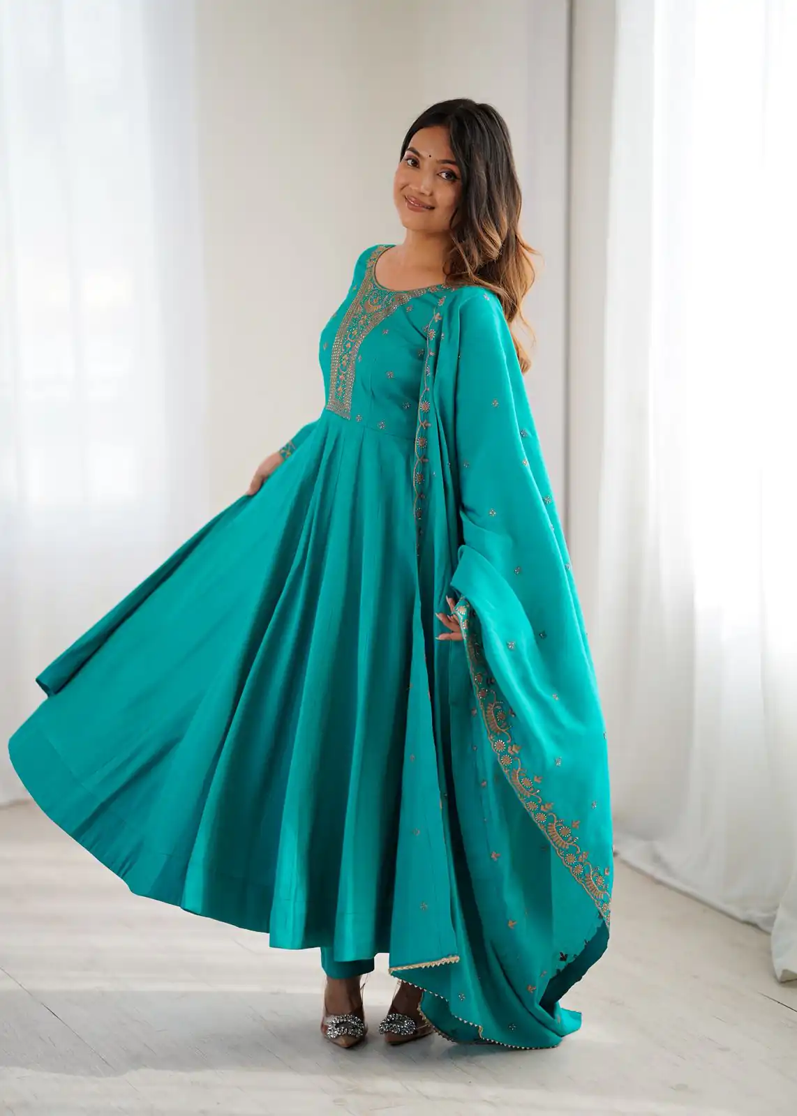 KB 288 Rama in Roman Shimmer Chanderi Silk Embroidery Work & Bead Work Salwar Suit . Grab it for ₹2399. Delivery 4-6 Working Days. Shop now. | Casual Suits, Jump Suits, Tops & Bottoms, Track Suits, Trendy Wear, Creative suits, Designer Suits, Palazzo Suits, Party Wear Suits, Patiala Suits, Salwar suit, Straight Suits