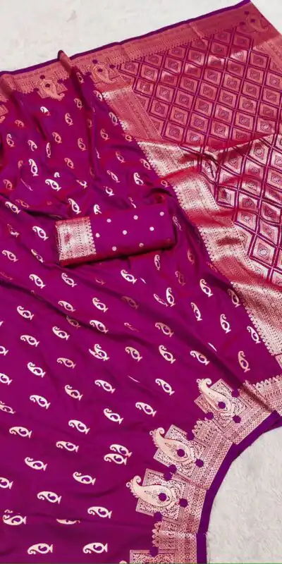 Rani Pink Banarasi Silk Zari Weaving Saree