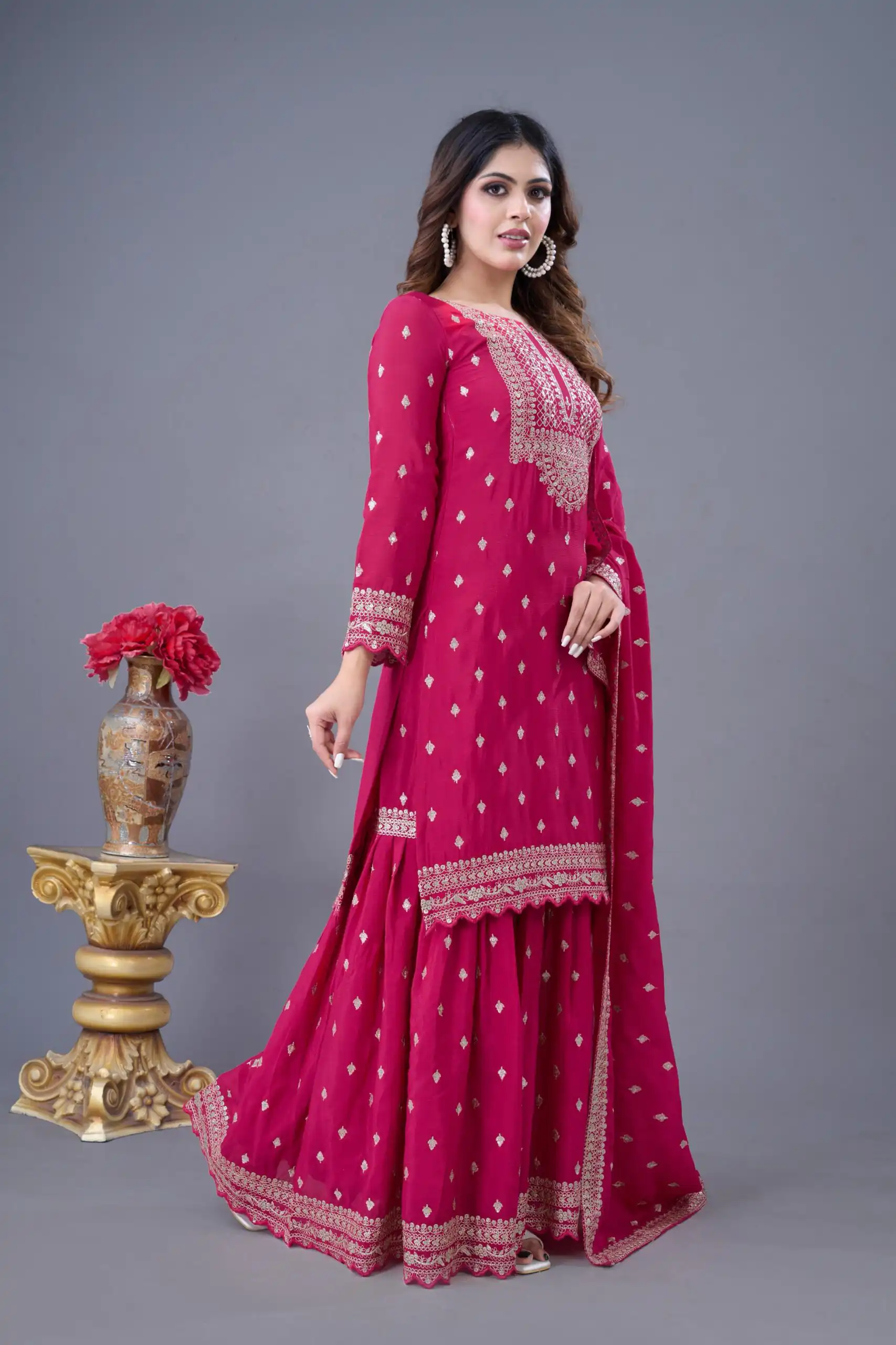 ZF 5006 Rani Pink Color Chinon Silk Sequence Work Salwar Suit Casual, Wedding, Festive, Events . Expected Delivery  4-6 Working Days @2149/- only      | Casual Suits, Jump Suits, Creative suits, Designer Suits, Palazzo Suits, Party Wear Suits, Patiala Suits, Salwar suit, Straight Suits