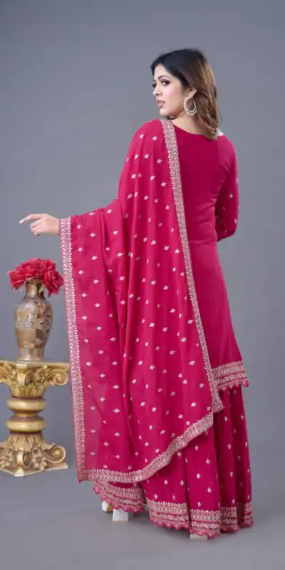 ZF 5006 Rani Pink Color Chinon Silk Sequence Work Salwar Suit Casual, Wedding, Festive, Events . Expected Delivery  4-6 Working Days @2149/- only      | Casual Suits, Jump Suits, Creative suits, Designer Suits, Palazzo Suits, Party Wear Suits, Patiala Suits, Salwar suit, Straight Suits