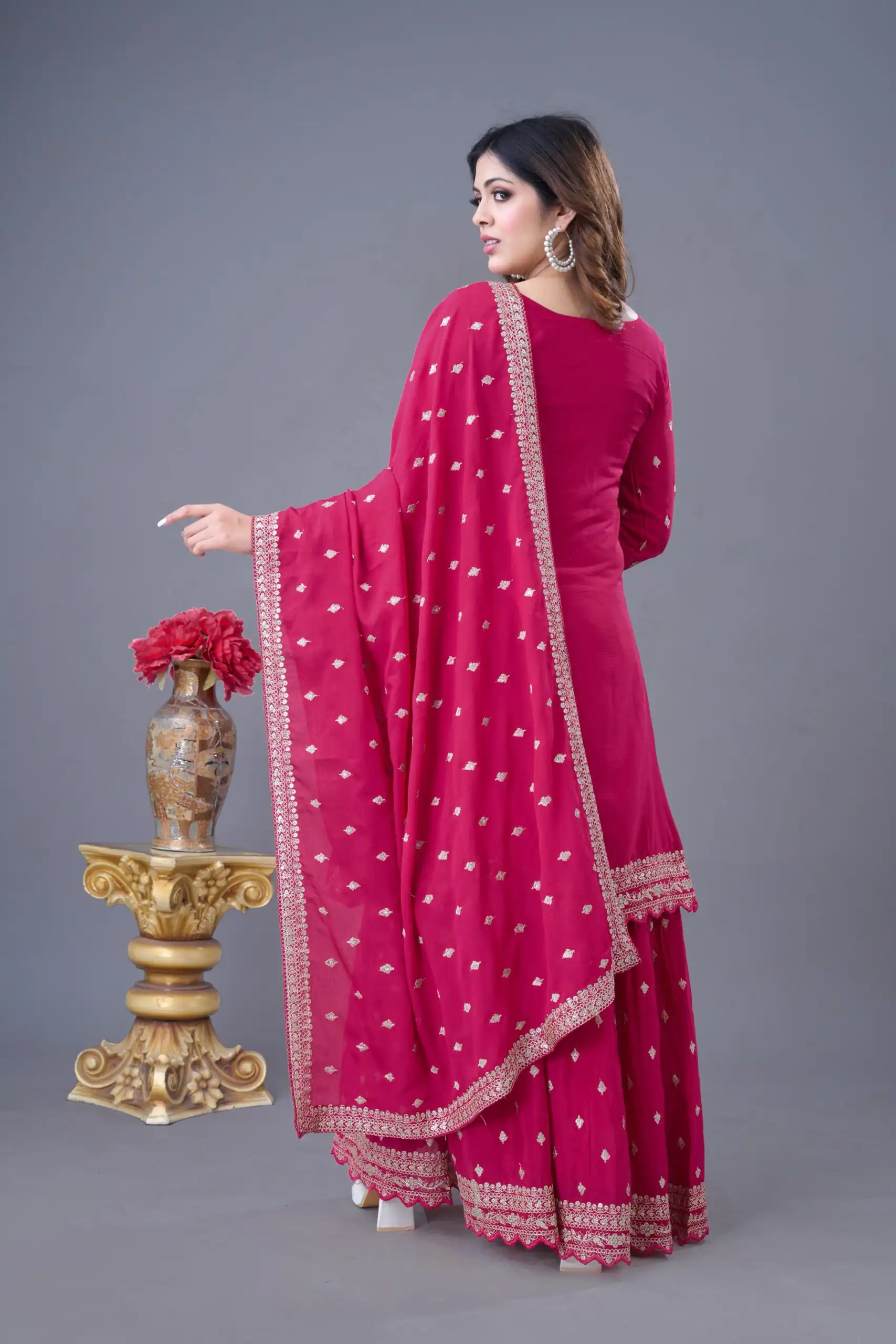 ZF 5006 Rani Pink Color Chinon Silk Sequence Work Salwar Suit Casual, Wedding, Festive, Events . Expected Delivery  4-6 Working Days @2149/- only      | Casual Suits, Jump Suits, Creative suits, Designer Suits, Palazzo Suits, Party Wear Suits, Patiala Suits, Salwar suit, Straight Suits