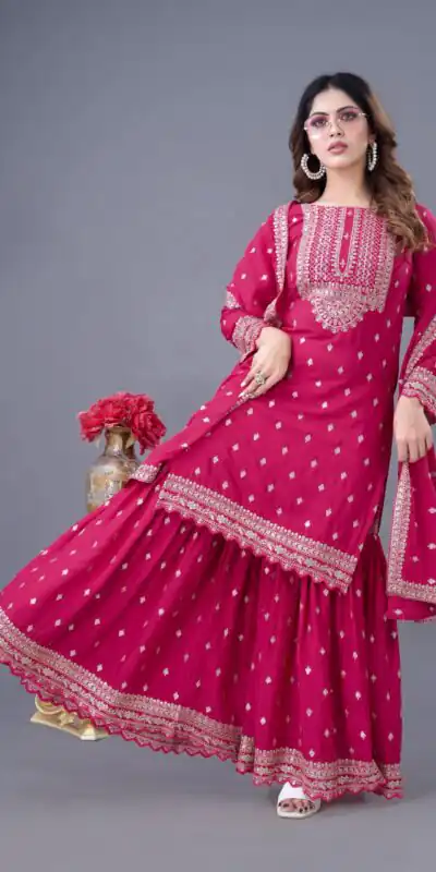 ZF 5006 Rani Pink Color Chinon Silk Sequence Work Salwar Suit Casual, Wedding, Festive, Events . Expected Delivery  4-6 Working Days @2149/- only      | Casual Suits, Jump Suits, Creative suits, Designer Suits, Palazzo Suits, Party Wear Suits, Patiala Suits, Salwar suit, Straight Suits