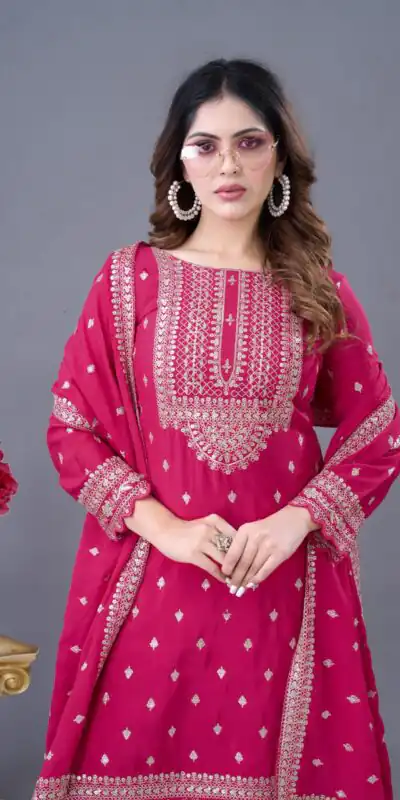 ZF 5006 Rani Pink Color Chinon Silk Sequence Work Salwar Suit Casual, Wedding, Festive, Events . Expected Delivery  4-6 Working Days @2149/- only      | Casual Suits, Jump Suits, Creative suits, Designer Suits, Palazzo Suits, Party Wear Suits, Patiala Suits, Salwar suit, Straight Suits