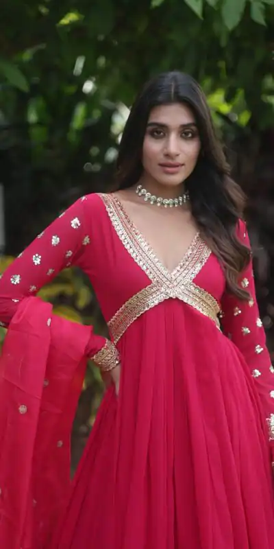 KA 1067 Rani Pink Faux Blooming Gown Perfect for Wedding, Party, Haldi, Raksha Bandhan, Traditional Day – . Exclusive Offer ₹1849. Delivery 4-6 Working Da | Bollywood Gowns, Creative Gowns, Designer Gowns, Embroidered Gowns, Gowns, Party Wear Gowns