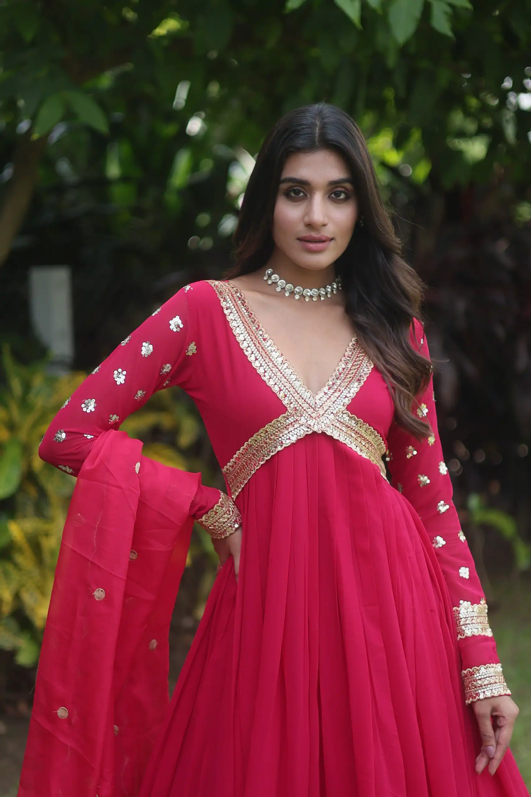 KA 1067 Rani Pink Faux Blooming Gown Perfect for Wedding, Party, Haldi, Raksha Bandhan, Traditional Day – . Exclusive Offer ₹1849. Delivery 4-6 Working Da | Bollywood Gowns, Creative Gowns, Designer Gowns, Embroidered Gowns, Gowns, Party Wear Gowns