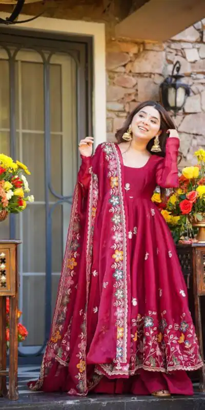 KD 1559 Rani Pink with Designer Work Organza Silk Salwar Suit . Exclusive Offer ₹2599. Delivery 4-6 Working Days. Shop now. | Casual Suits, Jump Suits, Tops & Bottoms, Track Suits, Trendy Wear, Creative suits, Designer Suits, Palazzo Suits, Party Wear Suits, Patiala Suits, Salwar suit, Straight Suits